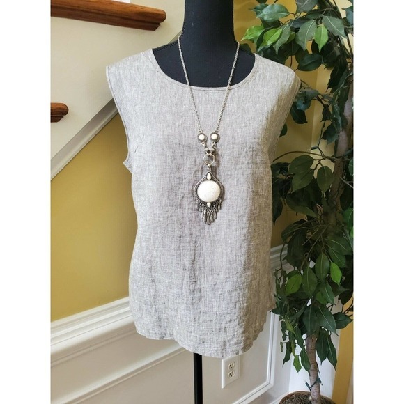 Meral linen tank and jacket set - Picture 3 of 16